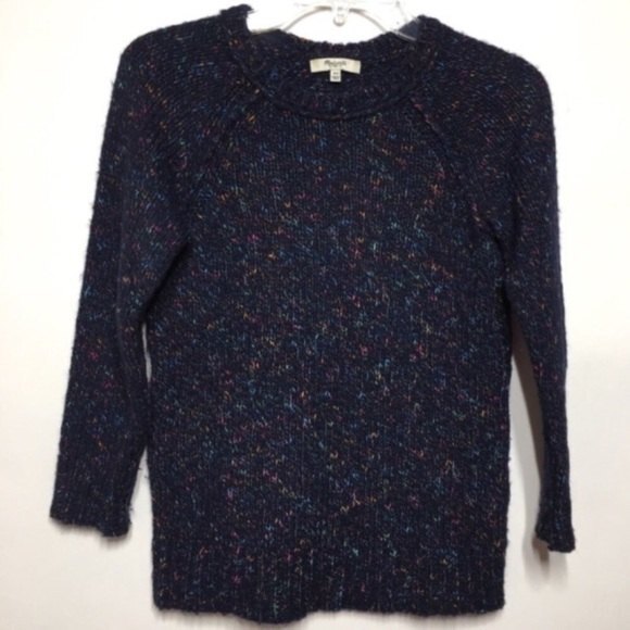 Madewell Soft Fleck Crewneck Sweater In Navy XS - Picture 3 of 8